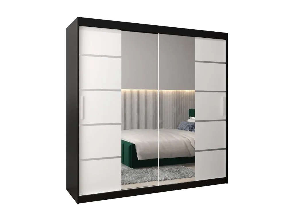 ARMARIO Quietena DE PUERTAS CORREDERAS 200/200/62 2 puertas negro/blanco