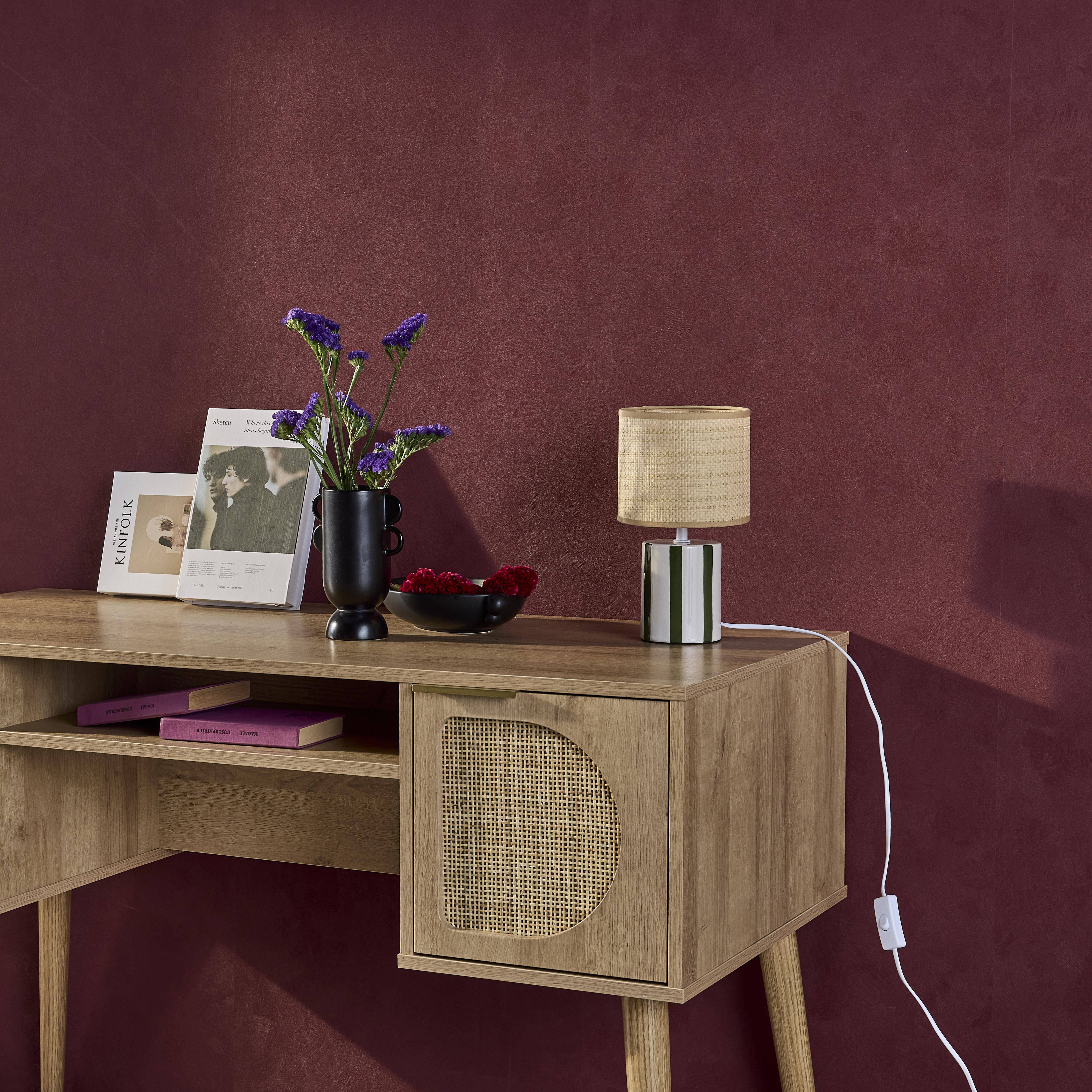 Aurore - Lámpara de mesa interior cerámica pantalla de efecto de mimbre