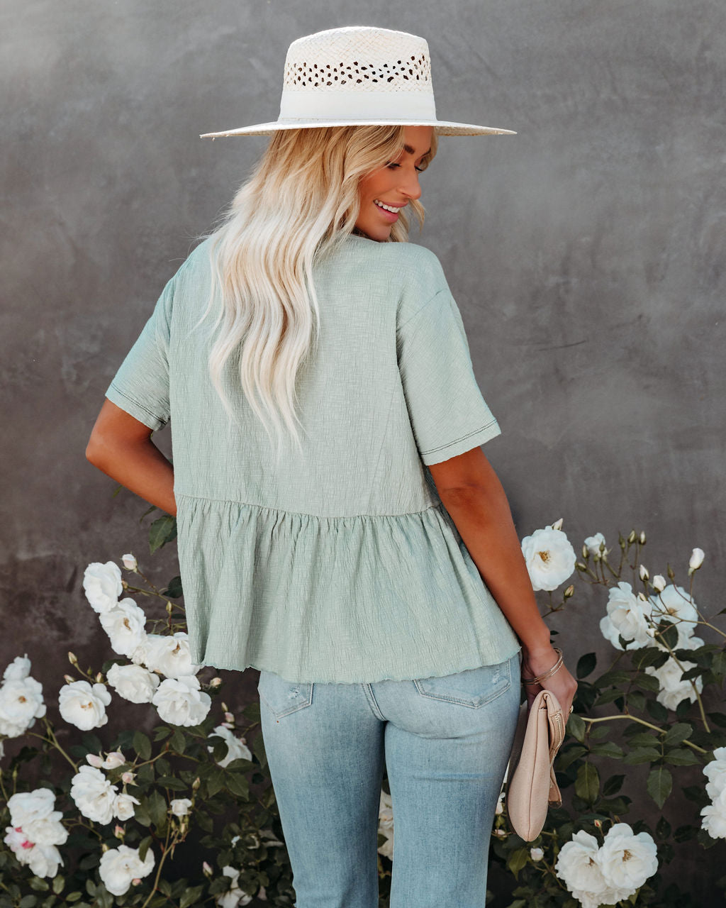 Raena Cotton Button Down Babydoll Top - Dusty Sage - FINAL SALE - Se7enfashion