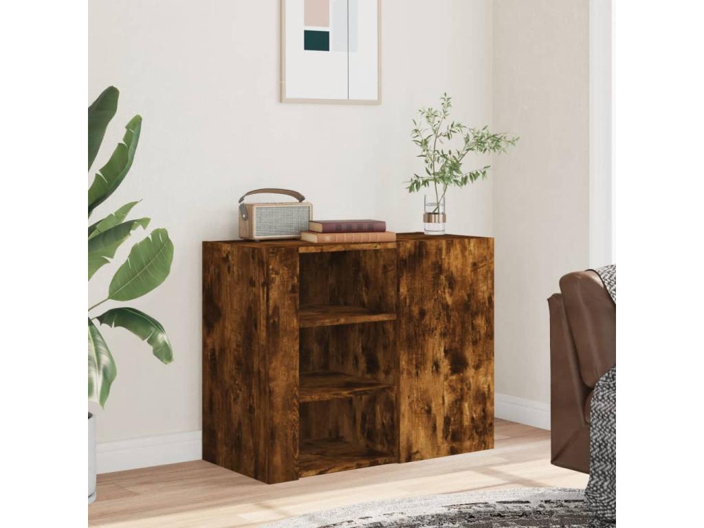 Armario de pared madera de ingeniería roble ahumado 75x35x60 cm