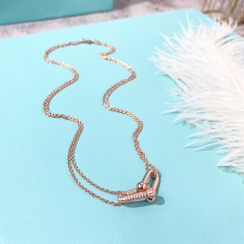 Tiffany Diamond Double Horseshoe Clasp Pendant Necklace - Original Replica Club