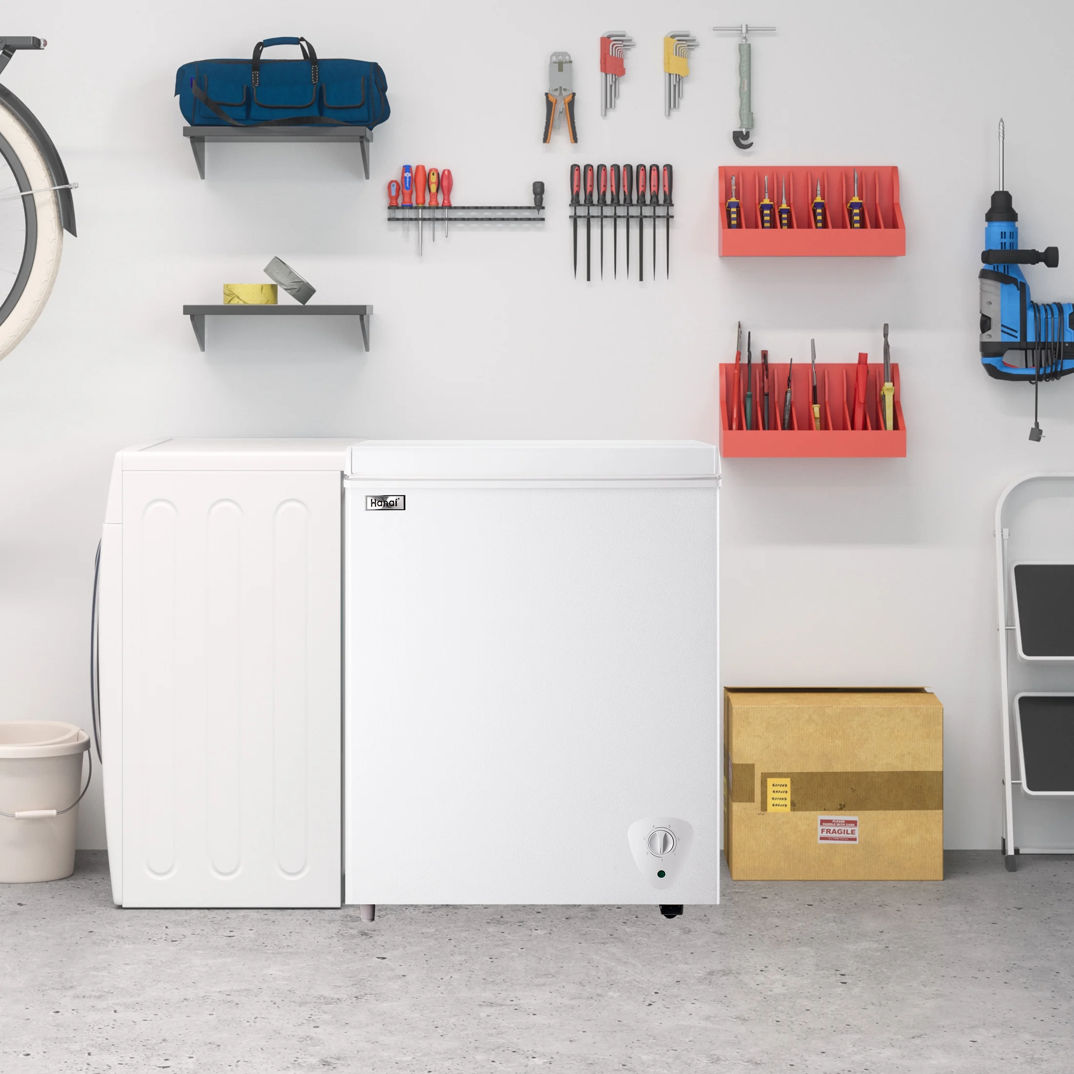 5.0 Cubic Chest Freezer - Compact Deep Freezer with Top Open Door and Removable Storage Basket, 7 Gears Temperature Control, Energy Saving, for Office Dorm or Apartment - Image 7