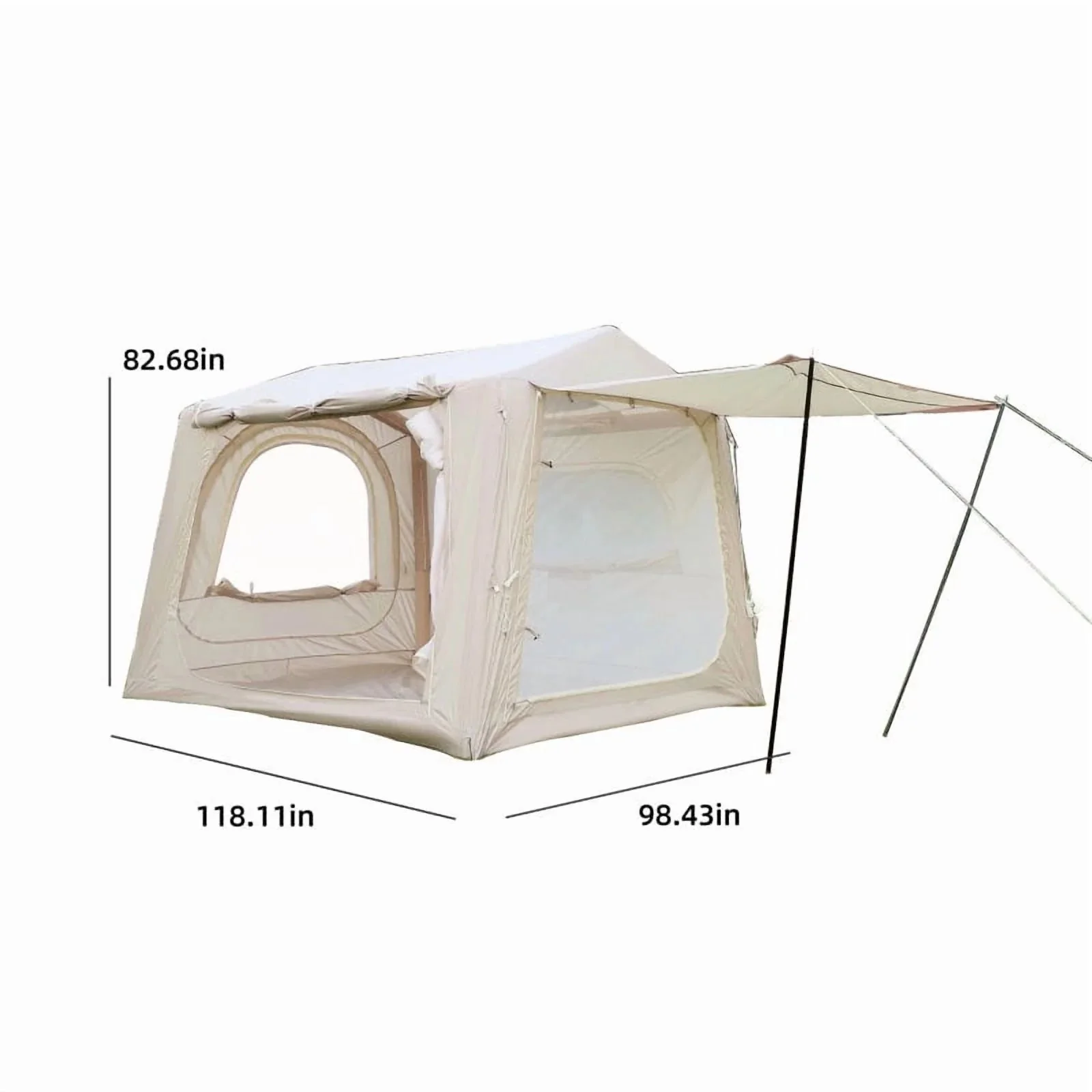 Beige Inflatable Camping Tent, 4-6 Person, 118in L x 98.5in W x 83in H, 4-Season, Oxford - Image 8 Beige Inflatable Camping Tent, 4-6 Person, 118in L x 98.5in W x 83in H, 4-Season, Oxford - Image 8