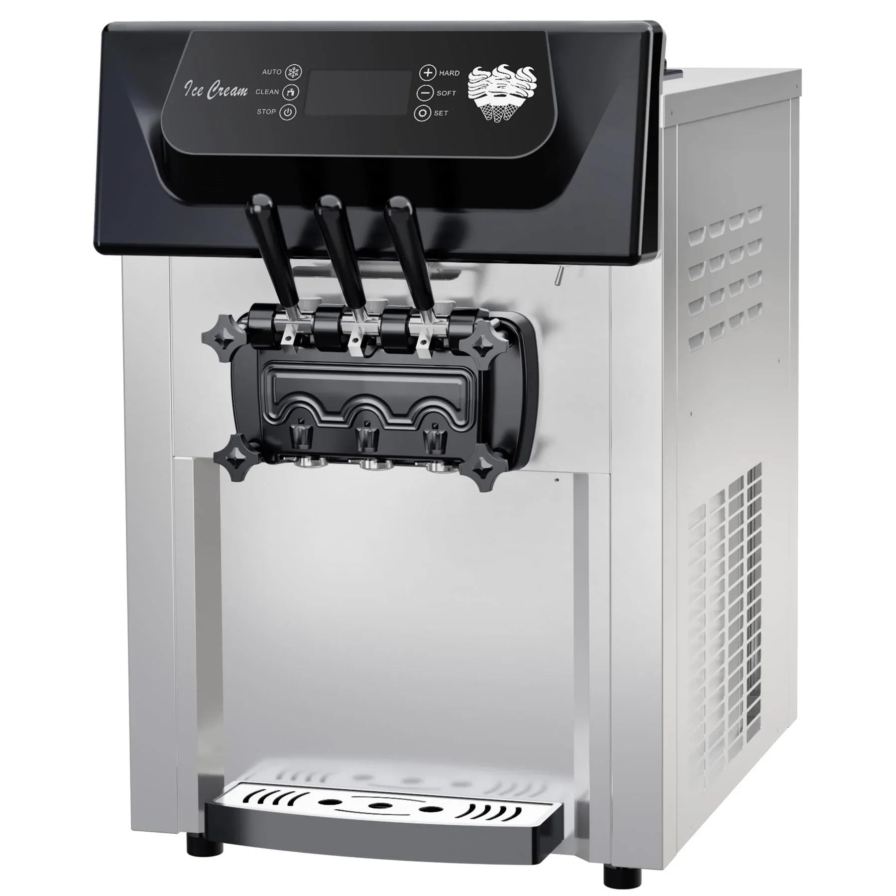 Garvee 2200W Commercial Ice Cream Machine, 3 Flavor Soft Serve Ice Cream Machine, 5.3-7.4 Gal/Hr, with LCD Touch Screen, Automatic Cleaning, High Productivity for Home Snack Bar & Restaurants