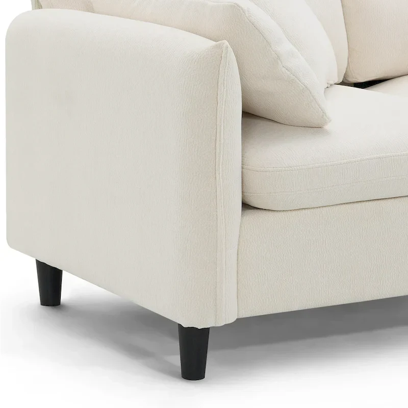 110-Inch L-Shaped 5-Seater Sectional Sofa with Removable Ottoman, Cloud Chenille Fabric, and 5 Cushions