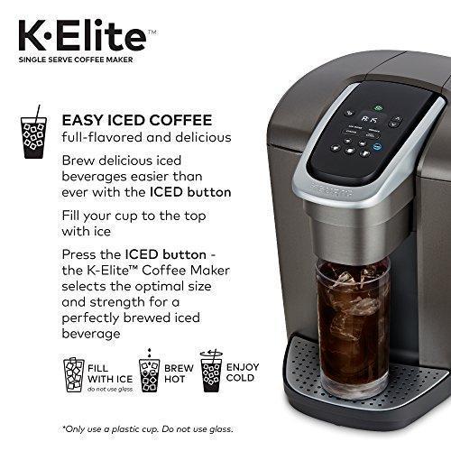 Keurig K Elite Coffee Maker, Single Serve K Cup Pod Coffee Brewer, With Iced Coffee Capability, Brushed Slate