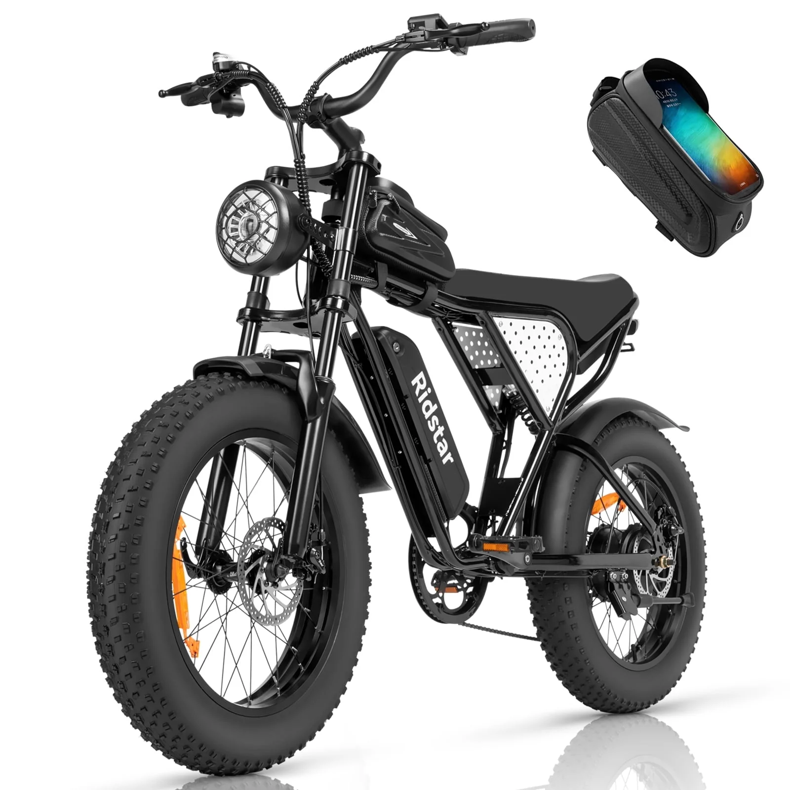 Electric Bike for Adults Ridstar, 1200W 30mph Moutain Bike,48V 15.6AH Battery E-Bike,20" Fat Tire Electric Motorcycle,Electric Bicycle 7 Speed Full Suspension