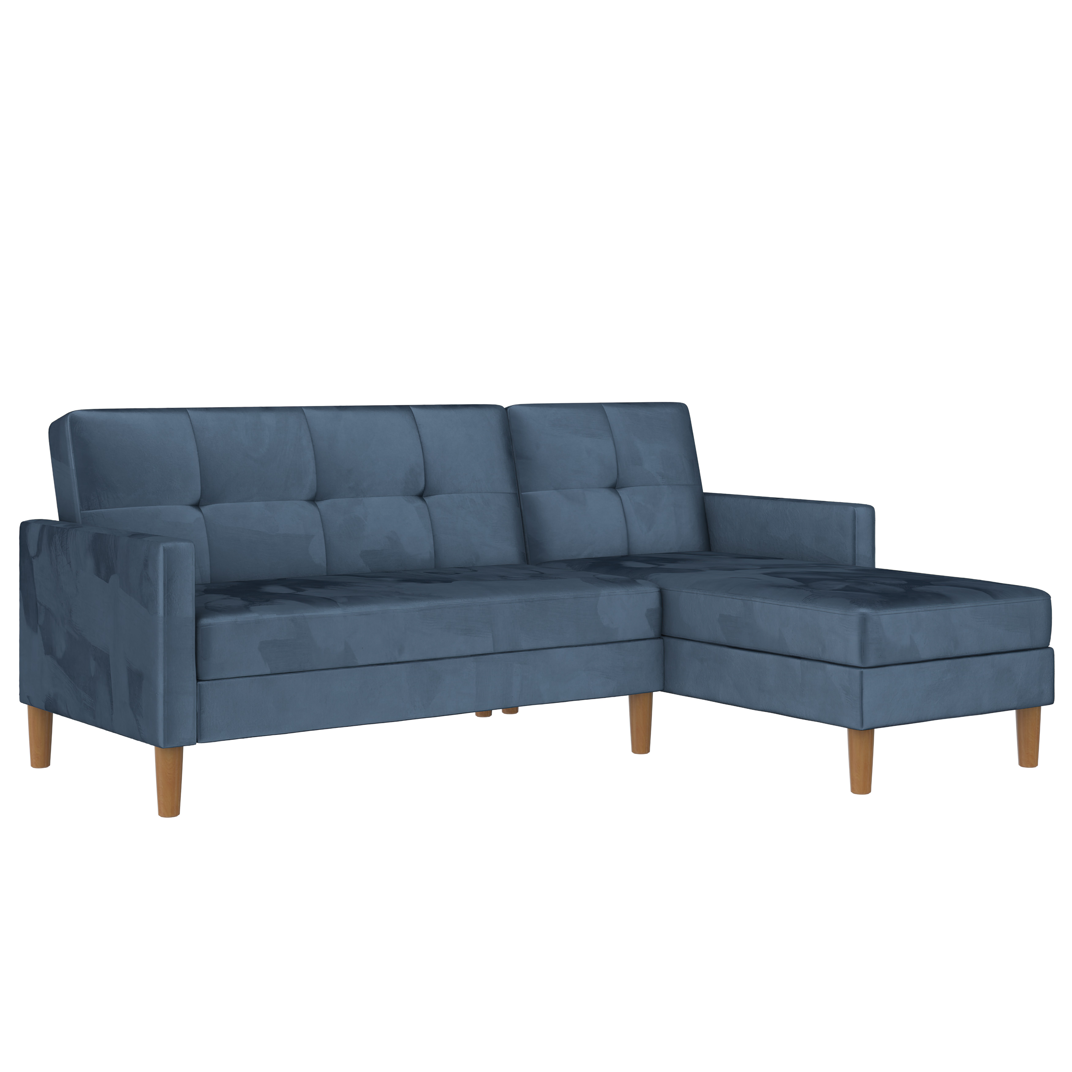 Sofá cama de 3 plazas con almacenamiento en terciopelo azul zn6721v8