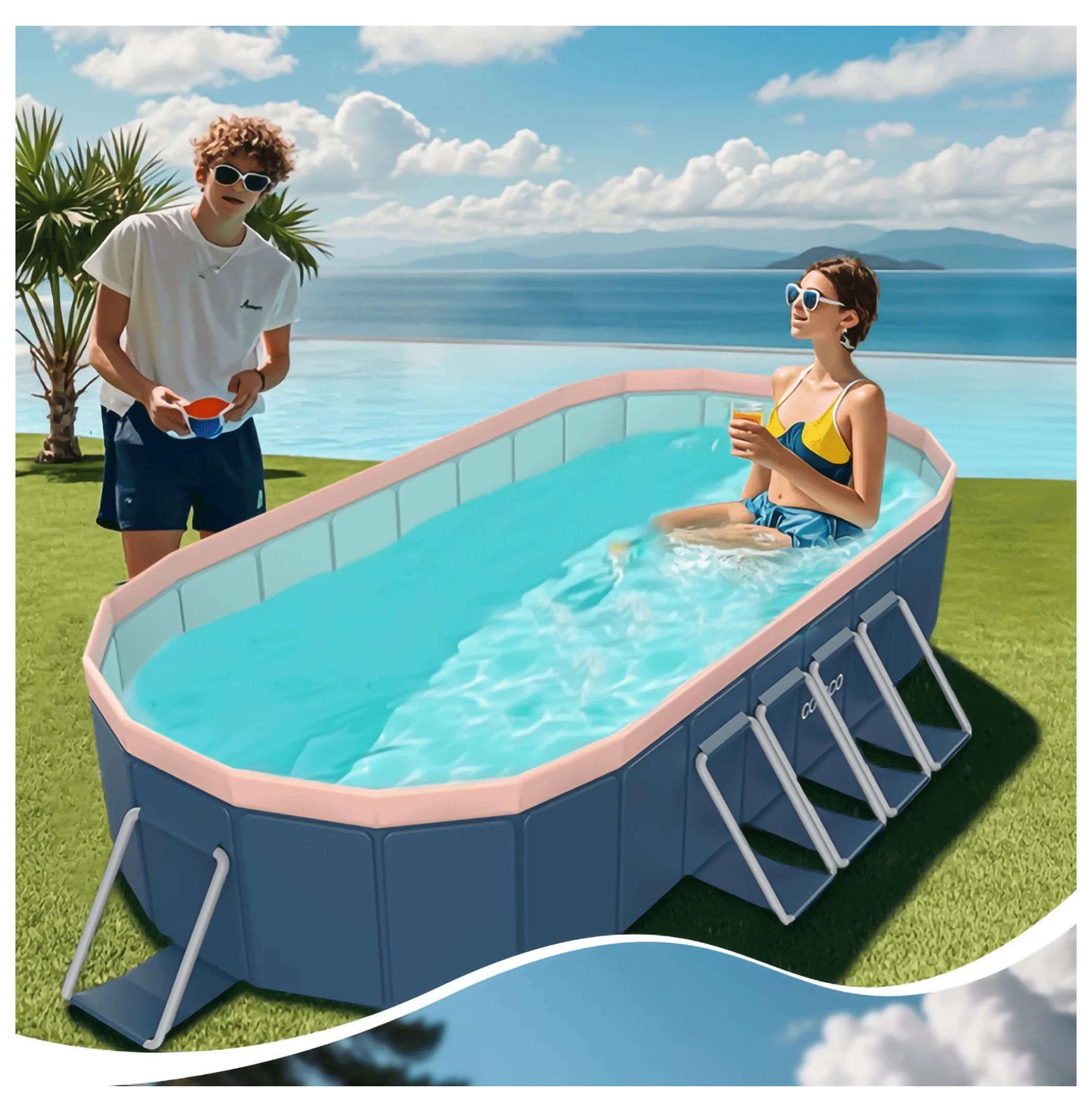 3.65m PVC Folding Pool - Outdoor Swimming Pool for Patio, Beach & Garden - Durable, Non-Inflatable, Easy Setup & Storage - Image 4