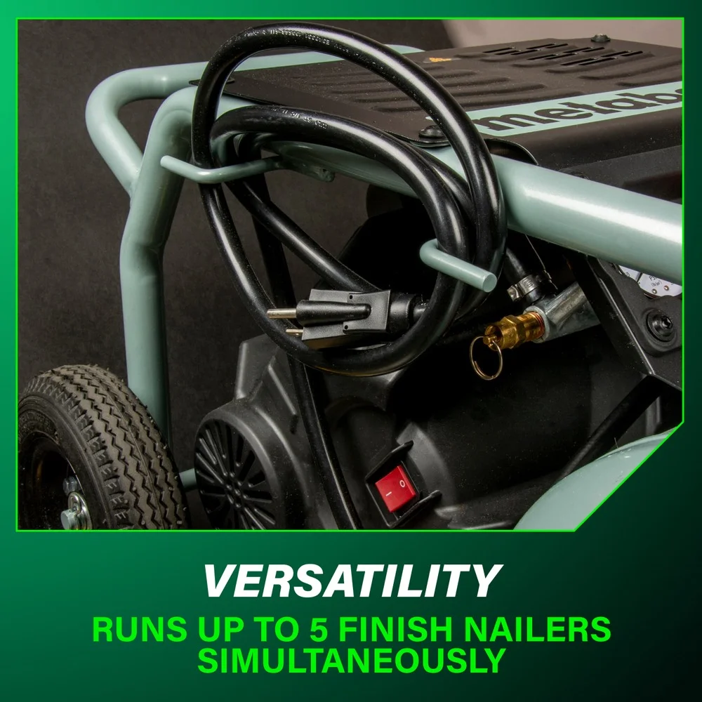 Metabo HPT Air Compressor, THE TANK, 8-Gallon Trolley Air Compressor, 225 PSI, Versatile for Use with Framing, Siding, Finish, or Roofing Nailers, Easy Mobility with Rubber Tires, EC1315S - Image 4