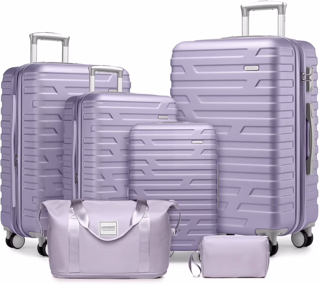 6-Piece Hardshell Luggage Set with Expandable Spinner Suitcases & TSA Lock, 25% Extra Capacity, Duffel Bag & Toiletry Kit, Cream ABS Suitcases - Image 11
