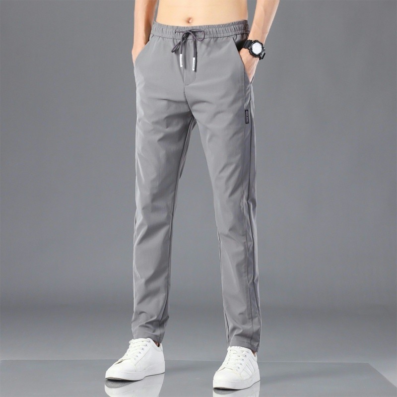Summer lightweight ice silk casual pants for men, breathable, loose-fitting work pants for dirty construction sites