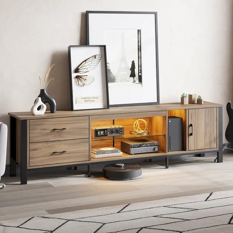 Contemporary 80-Inch TV Stand for 75/80/85 Inch TVs with 2 Drawers