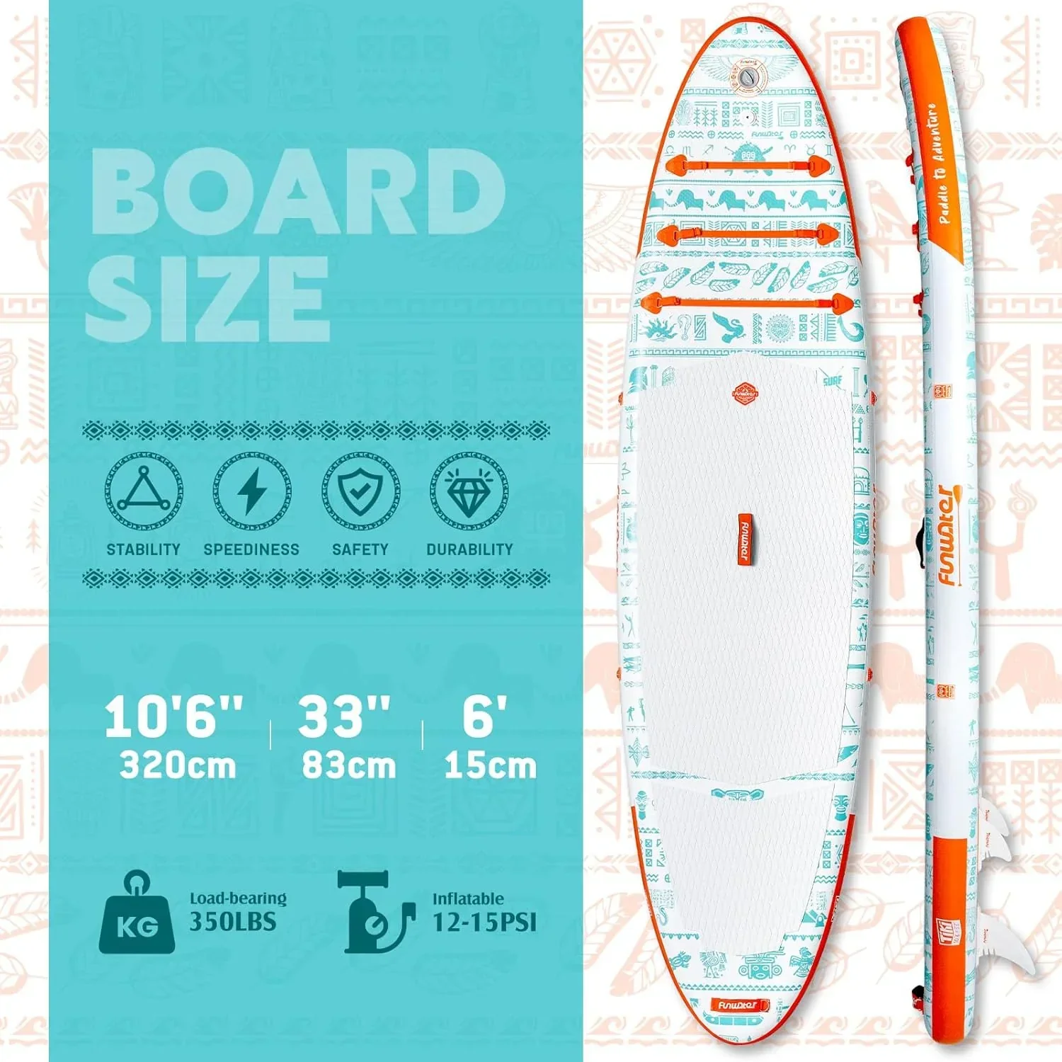 FunWater Inflatable Stand Up Paddle Board, 11 ft x 32 in x 6 in - SUP Paddle Accessories - Image 11 FunWater Inflatable Stand Up Paddle Board, 11 ft x 32 in x 6 in - SUP Paddle Accessories - Image 11