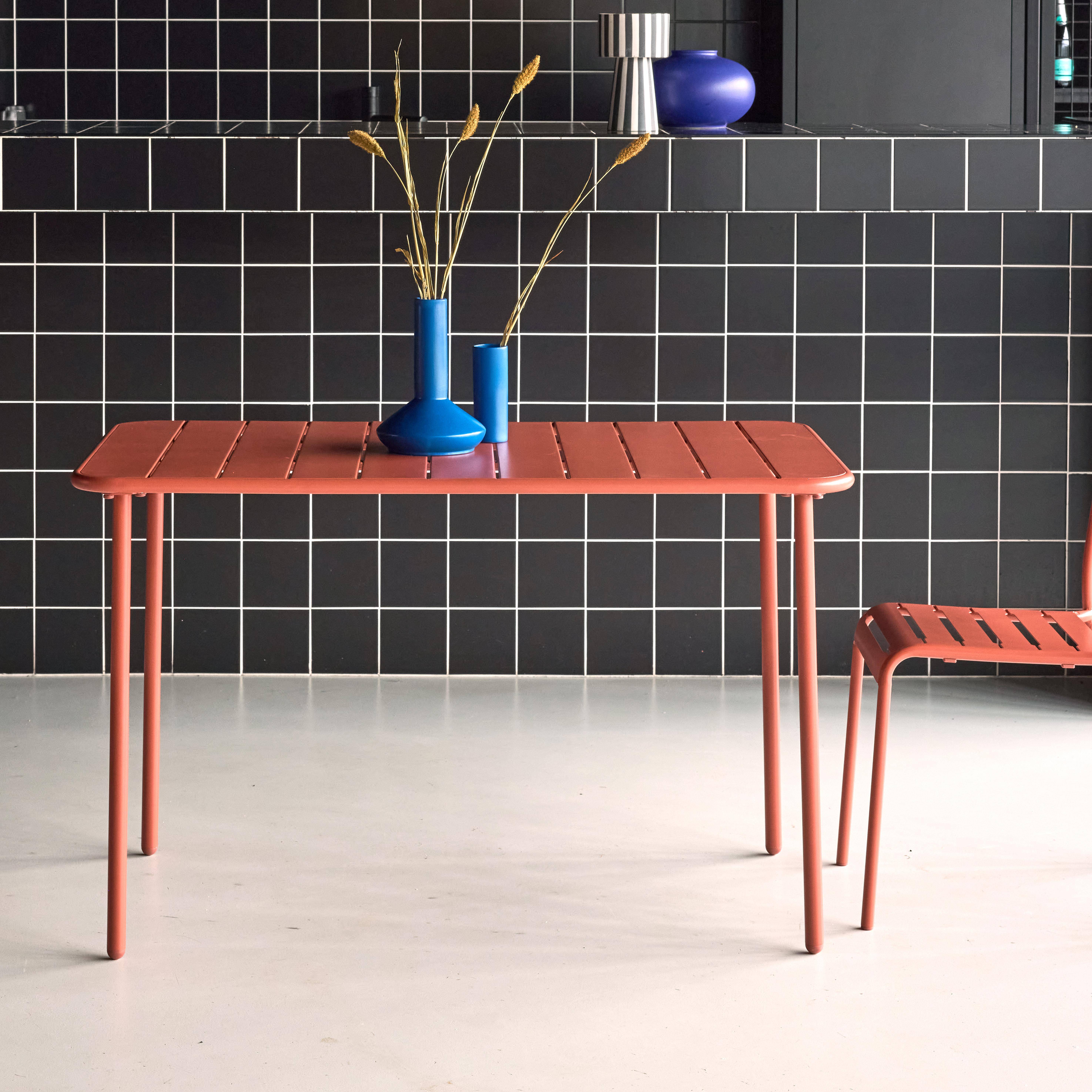 Amelia - Mesa de jardín bistró de acero, 4 plazas, 120cm