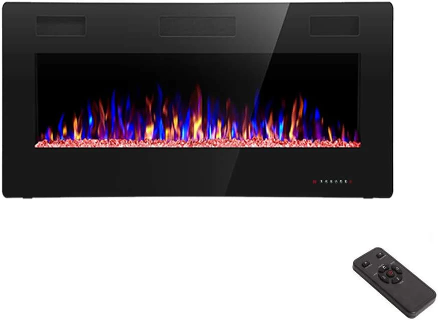 R.W.FLAME 60inch Recessed and Wall Mounted Electric Fireplace Low Noise Fit for 2 x 6 Stud