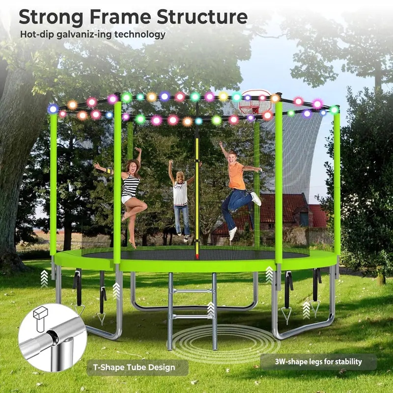 Trampoline With Enclosure Net And Adjustable Basketball Hoop - 8ft, 10ft, 12ft, 14ft, 15ft, 16ft - Image 9 Trampoline With Enclosure Net And Adjustable Basketball Hoop - 8ft, 10ft, 12ft, 14ft, 15ft, 16ft - Image 9