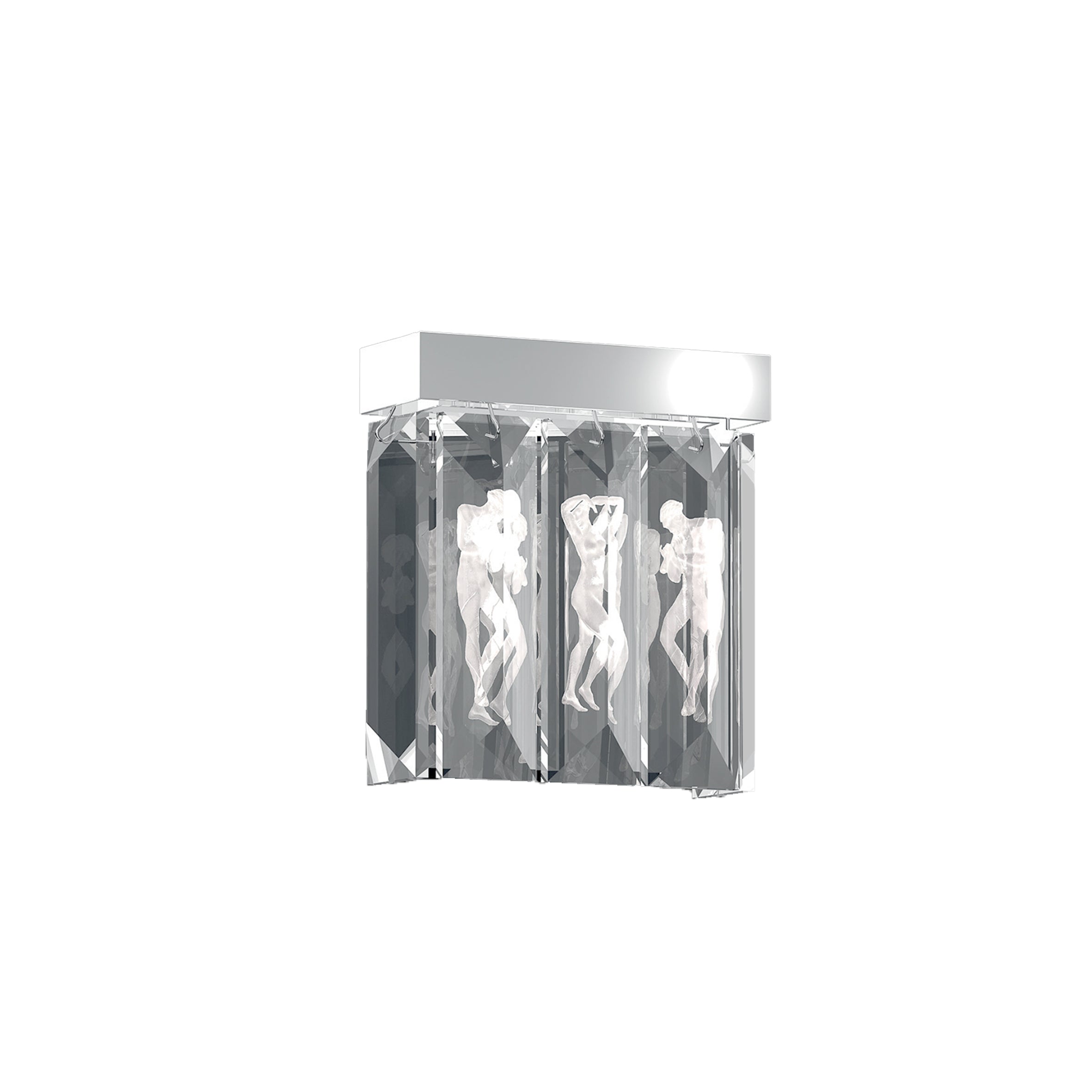 APPLIQUE SERENE 5 PRISMES FIGURINES, RECTANGULAIRE - CRISTAL INCOLORE, FINITION NICKEL (PLAQUÉ)
