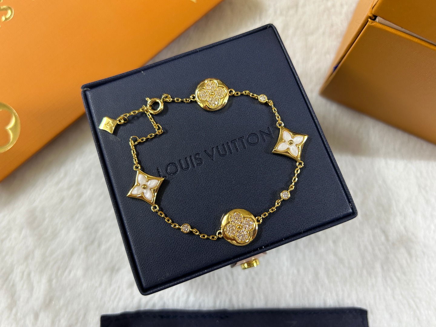 Louis Vuitton White Mother of Pearl Color Blossom Bracelet - Original Replica Club