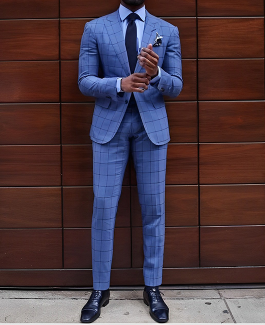 OK Elegant Plaid Print Lapel Collar Two Button Slim Fit Blazer & Pencil Pants 2Pcs Set