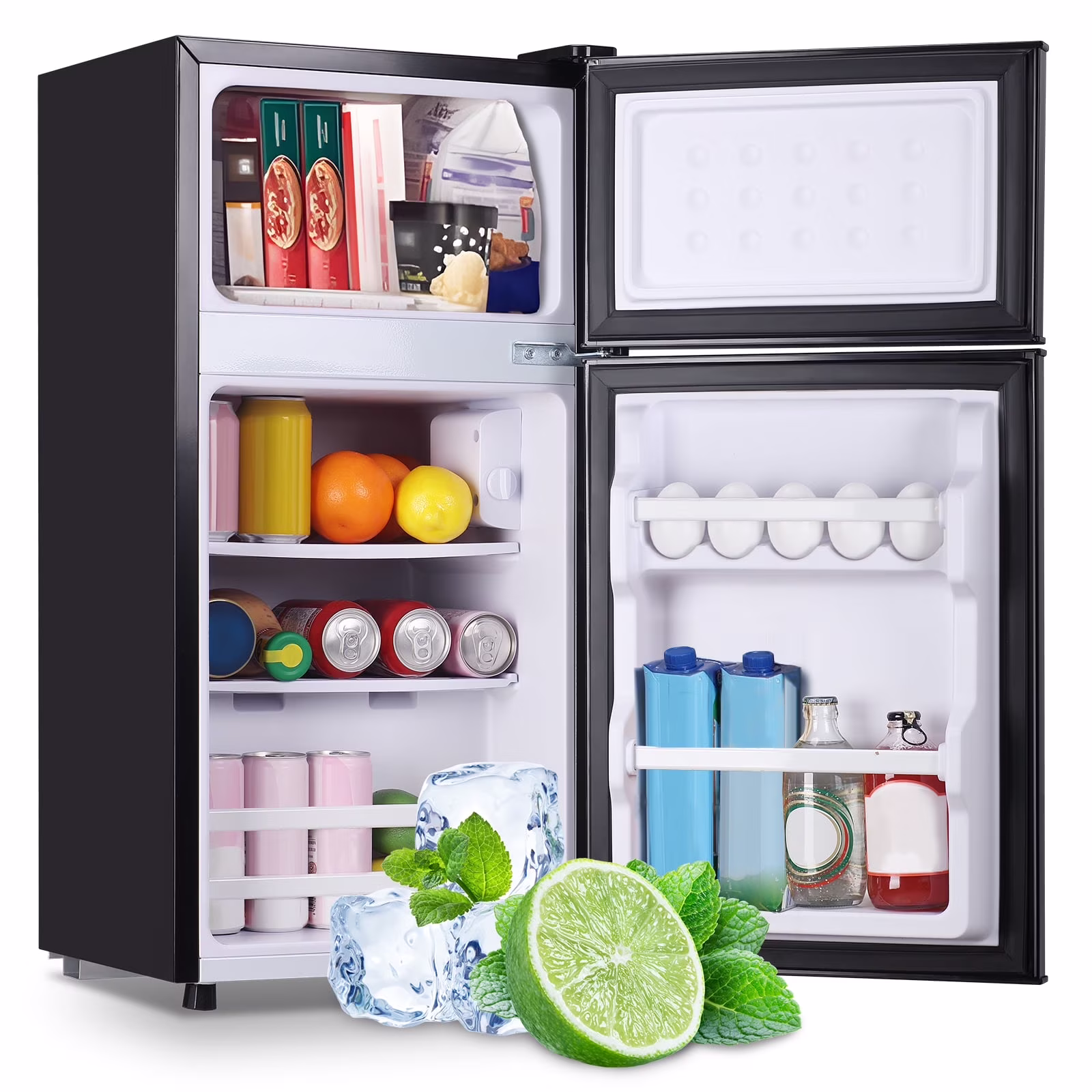 Tacool 2.4 Cu.ft Mini Fridge with Freezer, Small Refrigerator Apartment Size Fridge Black, NEW