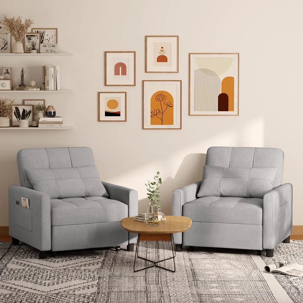 Convertible Sleeper Chair, Aiho 3-in-1 Convertible Sofa Bed Recliner Chair with Pull Out Couch - Dark Gray - Image 44