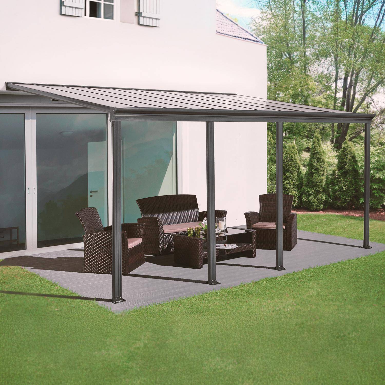 Avenio - Pérgola 3x6m de aluminio con canalón