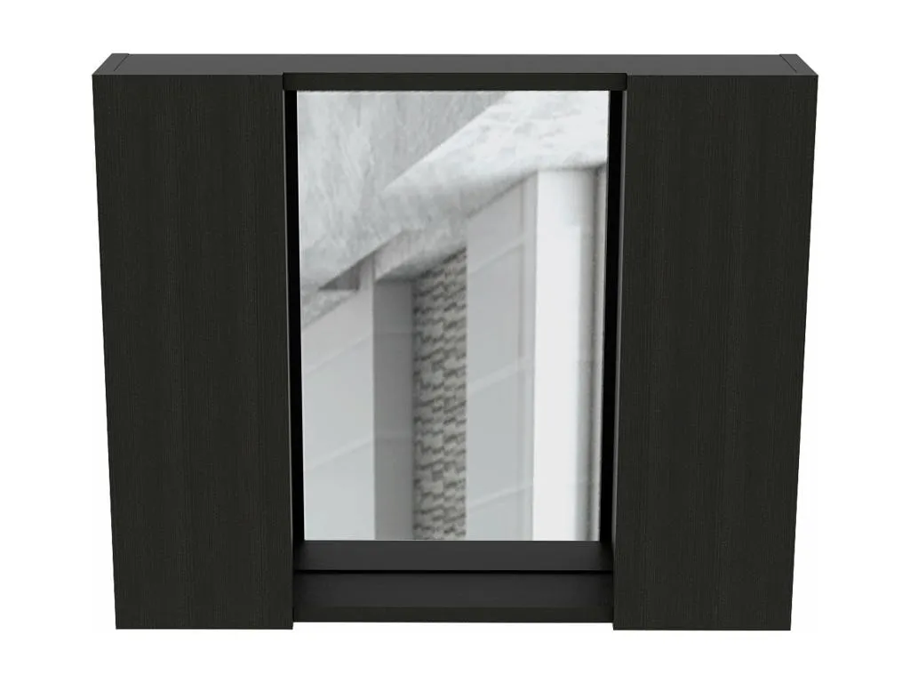 Armario Hogarmini para Baño con Espejo Central y Almacenamiento Multi-Estante Negro 49.53 cm X 59.94 cm X 13.71 cm Negro ubyq71901
