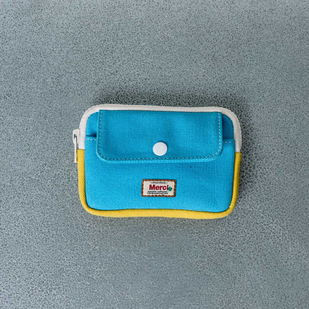 Merci - Porte Monnaie Candide - Bleu & Jaune