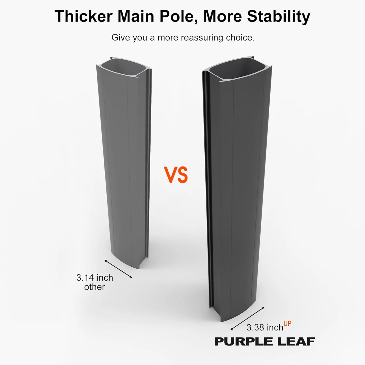 PURPLE LEAF Outdoor Cantilever Umbrella 10' X 13' Rectangle Umbrella Large Patio Umbrella Windproof Heavy Duty Hanging Offset Umbrella for Garden Outdoor Pool, Dark Grey - Image 6