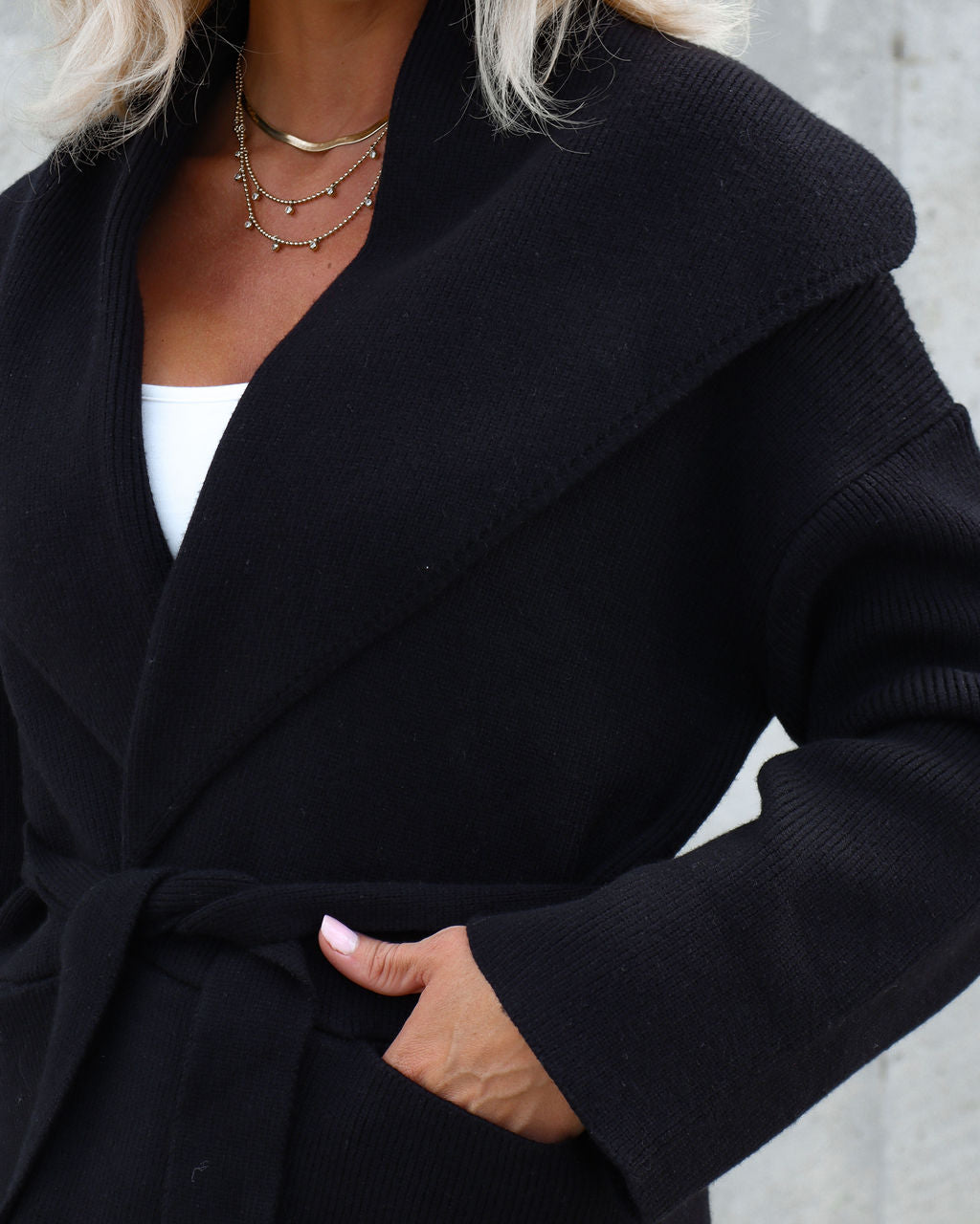 True Class Act Pocketed Cardigan - Black - Se7enfashion