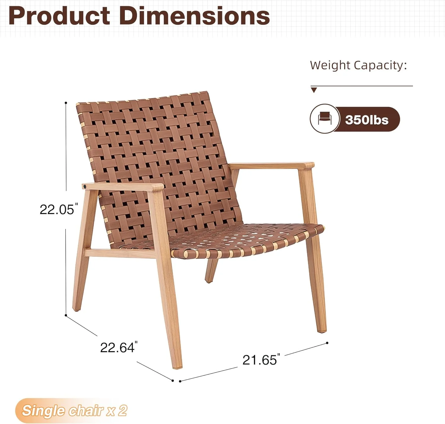 Outdoor Chairs Set of 2, Patio Bistro Set, Outdoor Furniture Set, Outdoor Conversation Chair Sets for Balcony Backyard Park Garden - Image 5