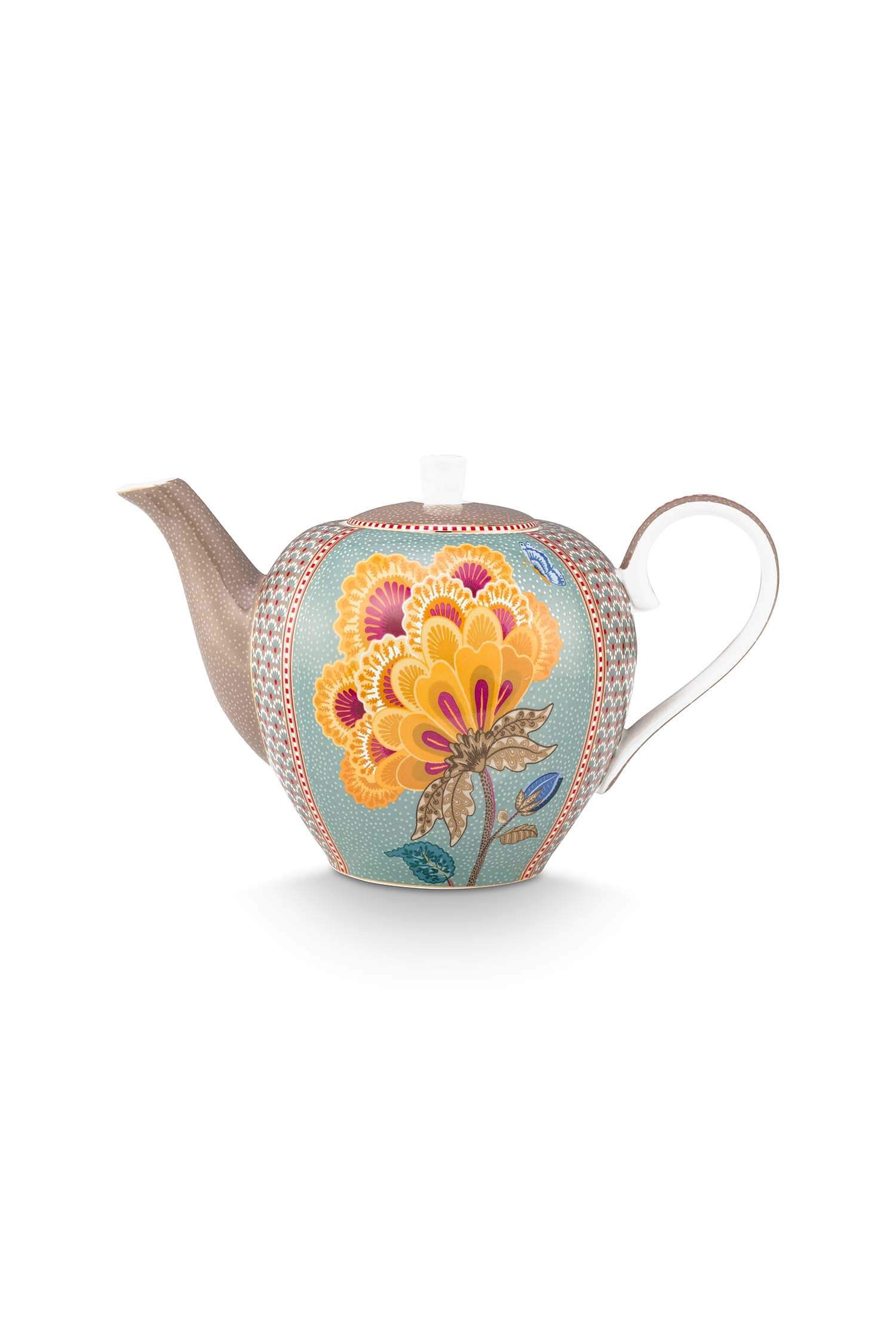 Teapot Large Blooming Tales Fantasy Khaki/Blue 1.6ltr
