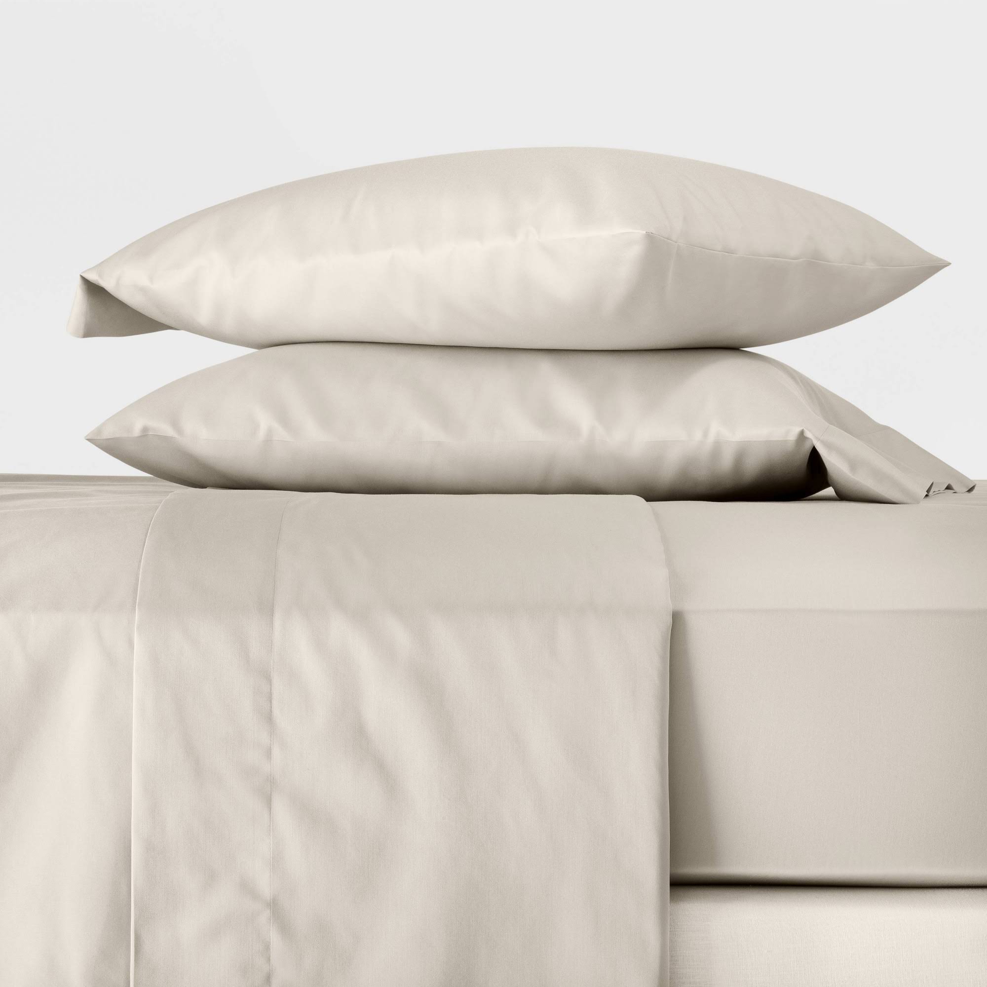 Queen 300 Thread Count Temperature Regulating Solid Sheet Set Natural - Casaluna