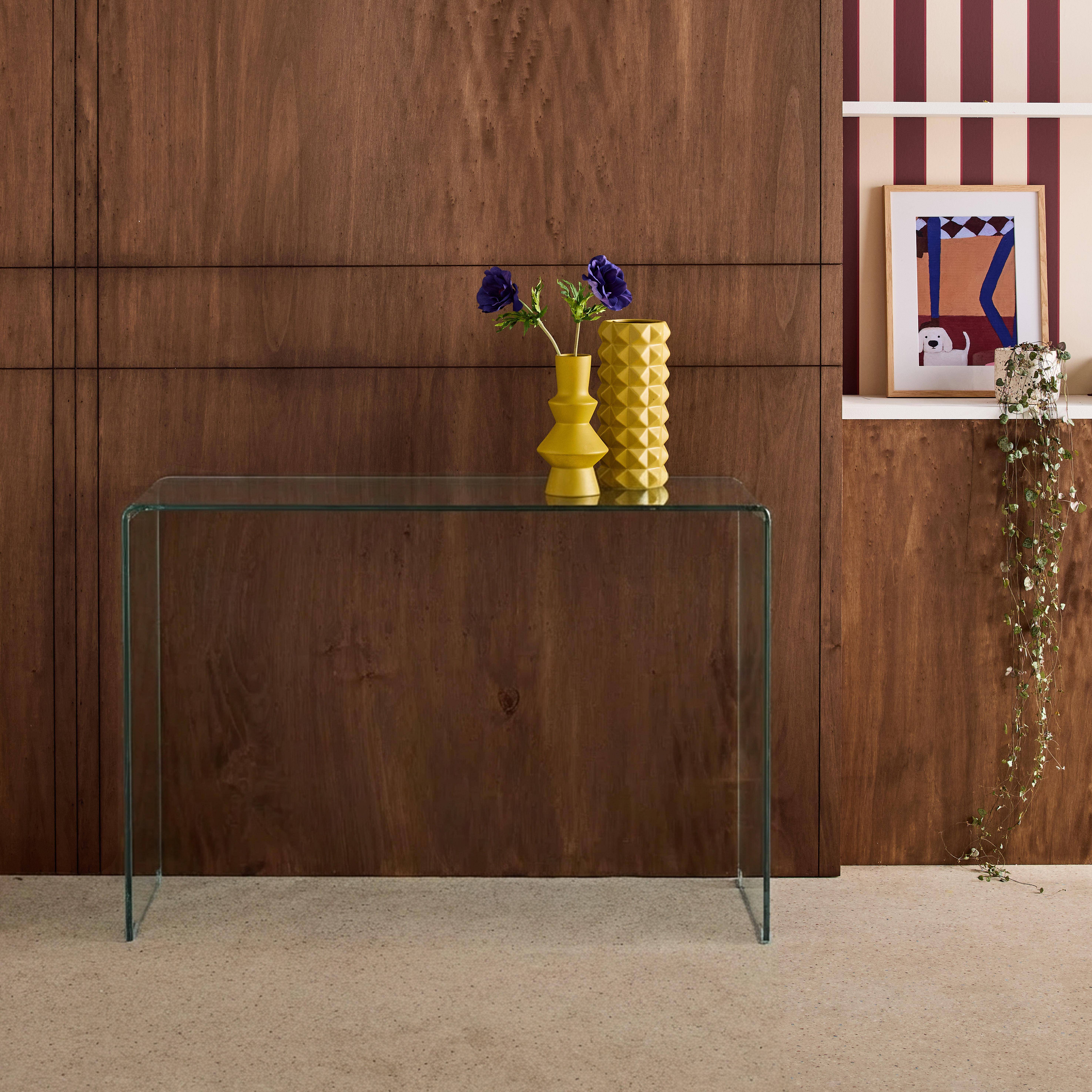 Glintz - Consola de cristal, Glintz, templado, 110x35x75 cm