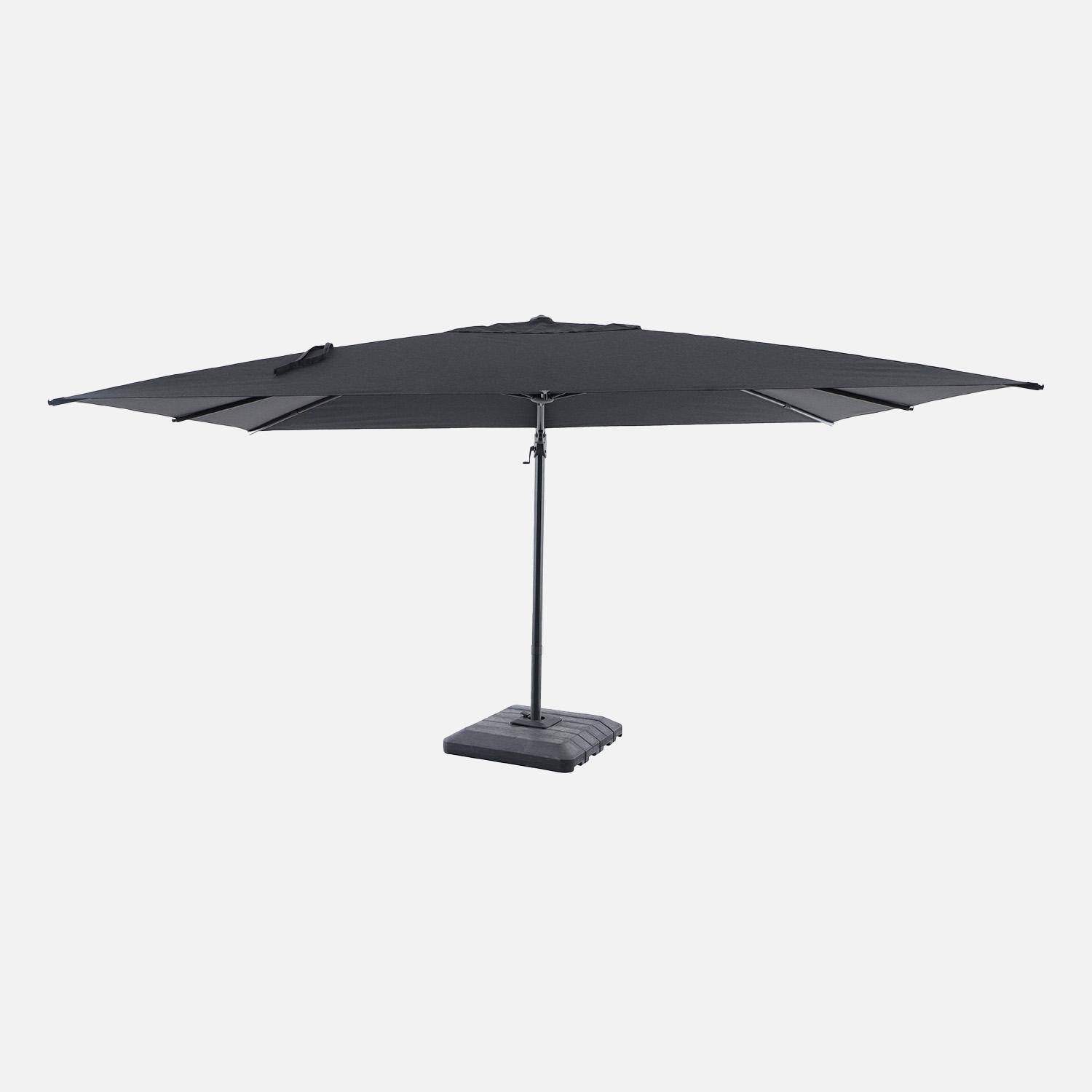 Ombrea - Parasol rectangular excéntrico, 3x4m + funda + placas de lastre 98x98cm
