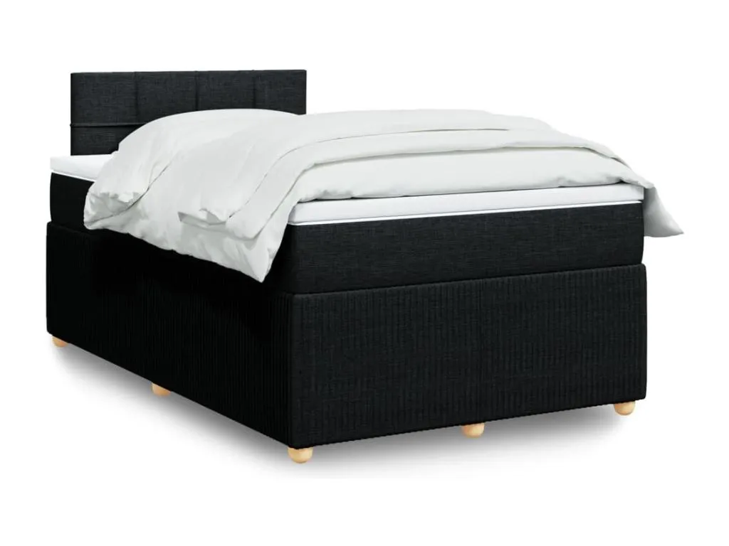 Cama box spring con colchón tela negro 120x200 cm har3521673