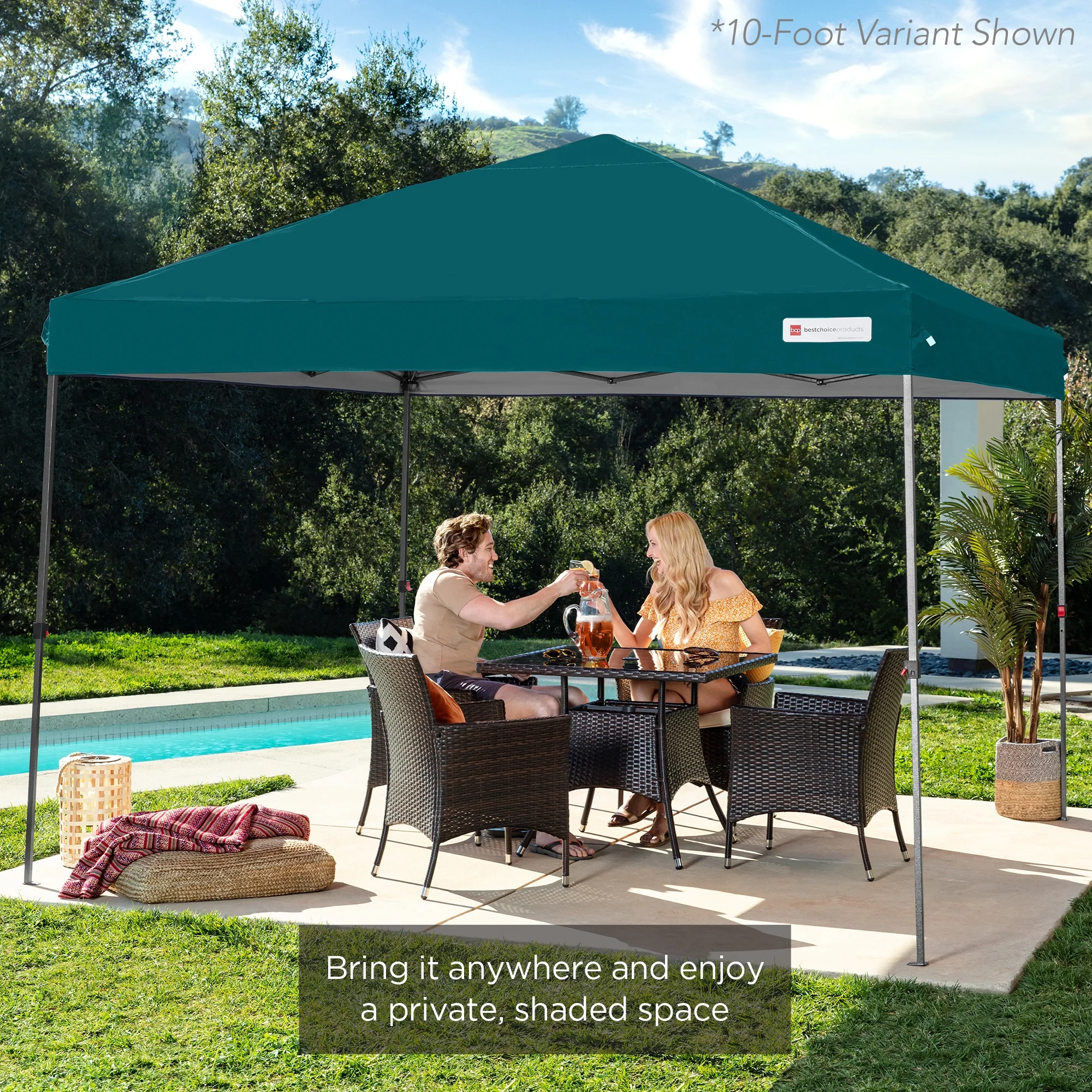 Best Choice Products 12x12ft Easy Setup Pop Up Canopy w/ 1-Button Setup, Wheeled Case, 4 Weight Bags - Navy Blue - Image 131