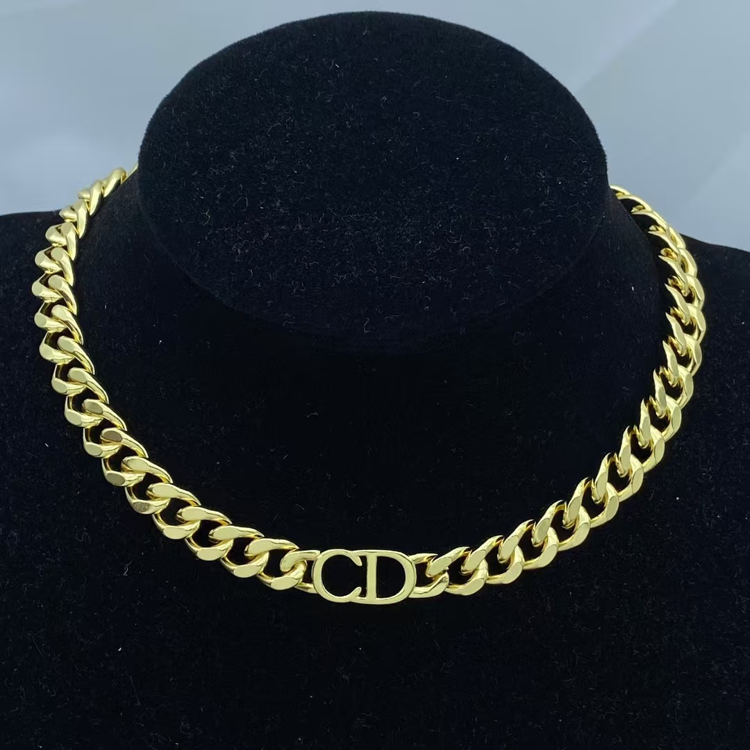 Dior CD Chunky Cuban Chain Unisex Couple Choker Necklace - Original Replica Club