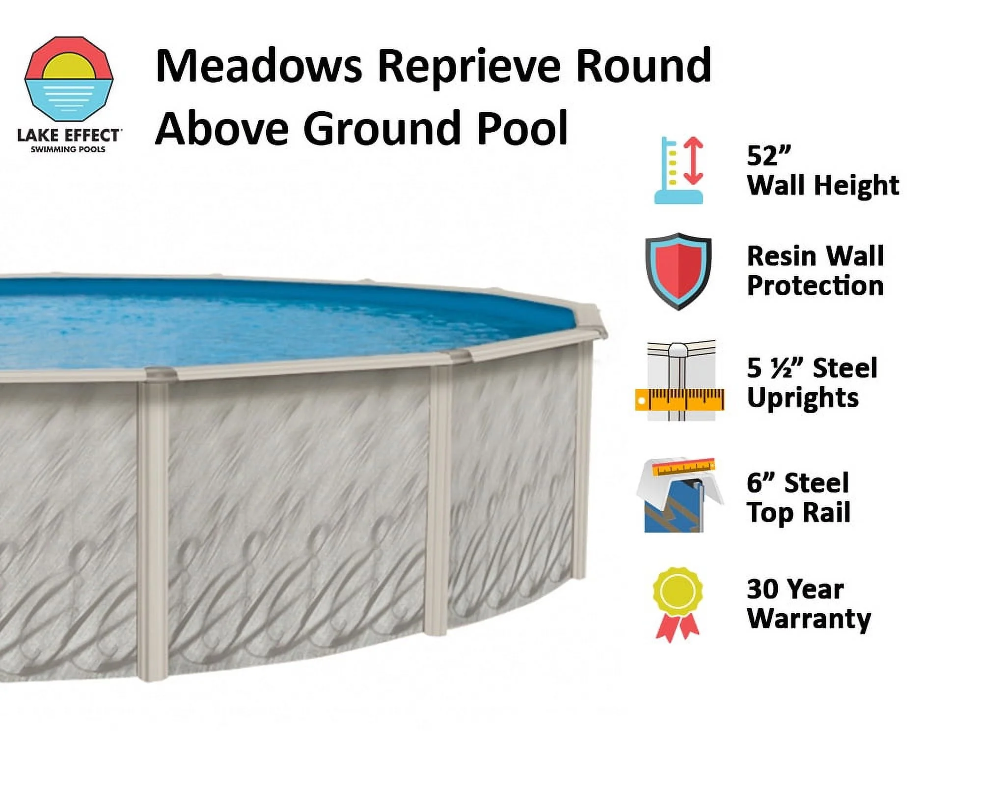 Lake Effect Pools Meadows 12' Round 52" Wall Above-Ground Swimming Pools, Full Start-up Kit - Image 2