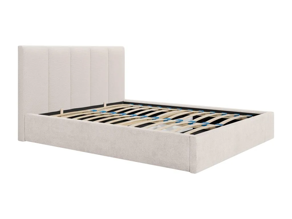 Canapé abatible de 140x190 cm con cabecero de costuras verticales - Tela - Beige - Con colchón - Decoesp 66845YCKY