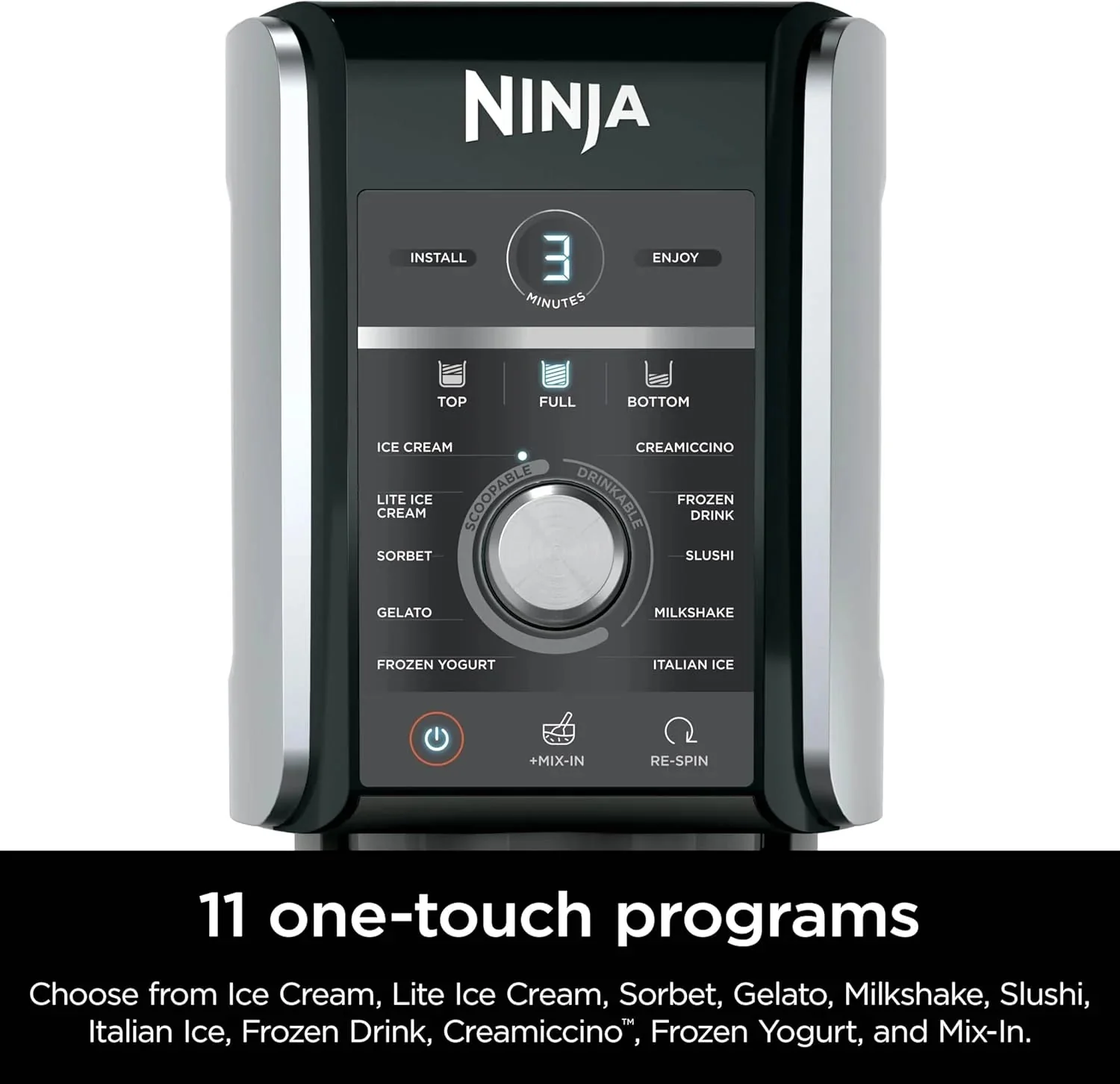 Ninja NC301 CREAMi Ice Cream Maker, for Gelato, Mix-ins, Milkshakes, Sorbet, Smoothie Bowls & More, 7 One-Touch Programs, with (2) Pint Containers & Lids, Compact Size, Perfect for Kids, Silver