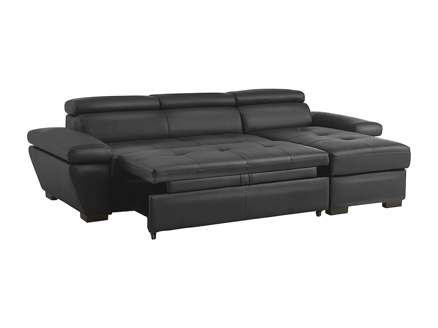 Sofá cama rinconera de piel JONOVA - Gris antracita - Ángulo derecho