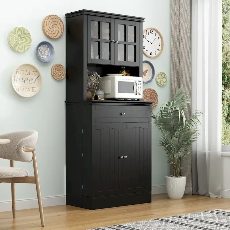 Spacious Kitchen Cabinet with Microwave Space - 30W x 69.3H