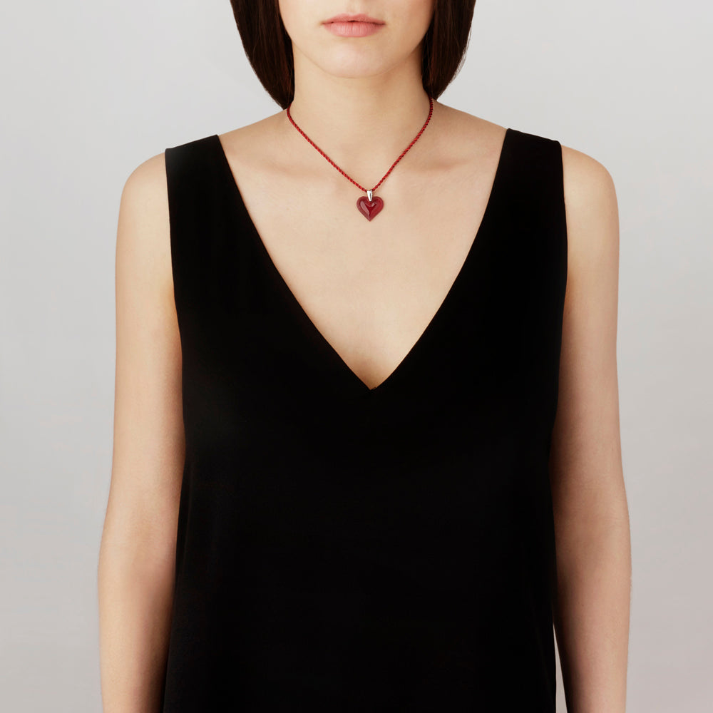 PENDENTIF AMOUREUSE BEAUCOUP - CRISTAL ROUGE, ARGENT