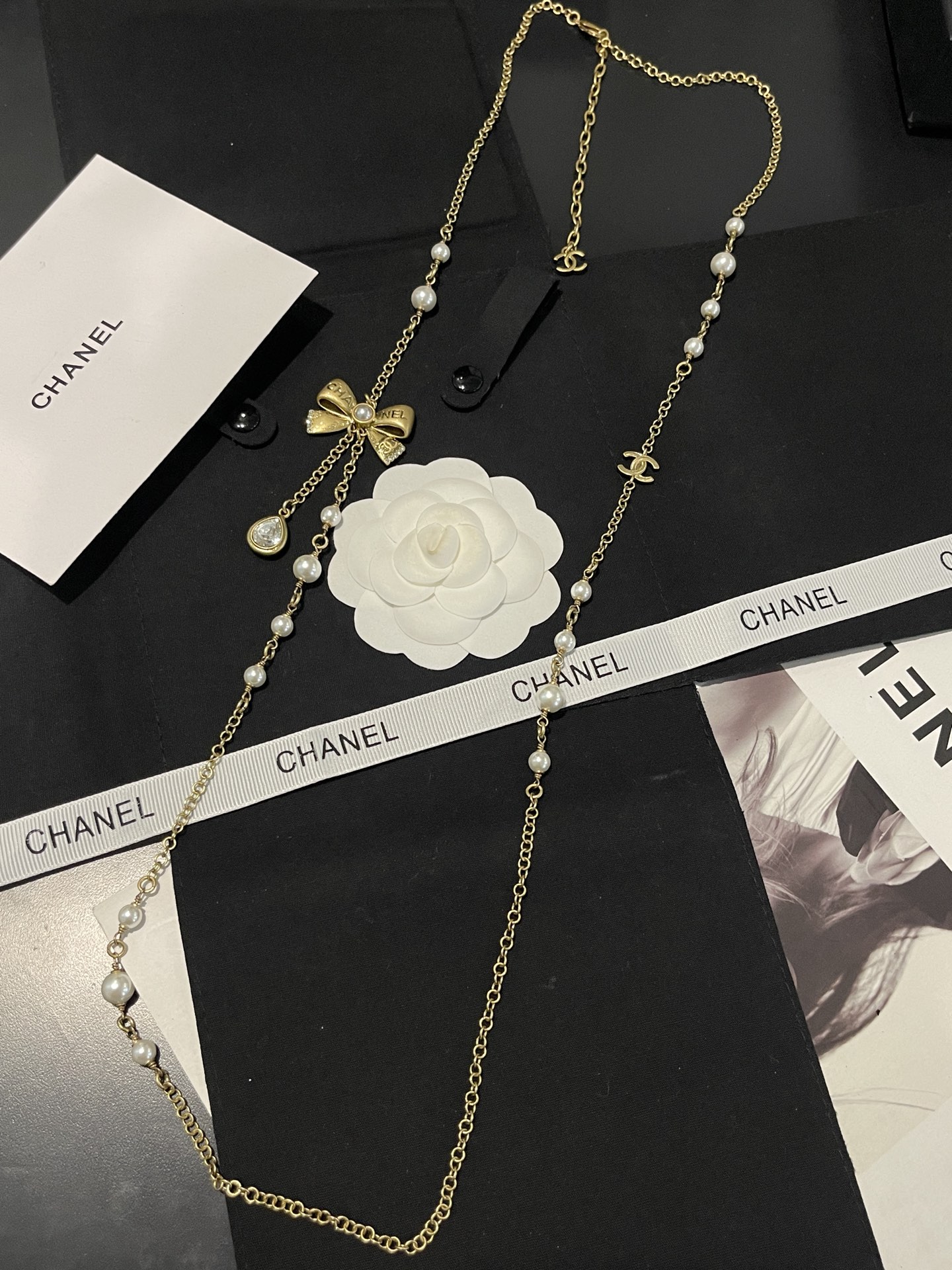 Chanel Bowknot Sweater Chain Foldable Double-Layer Long Necklace - Original Replica Club