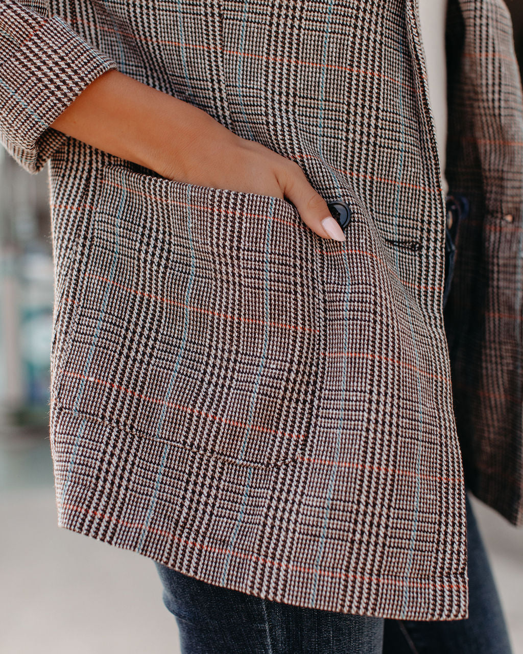 Muir Pocketed Plaid Blazer - Se7enfashion
