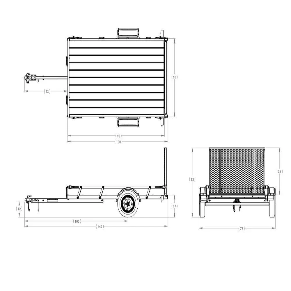 Karavan Wood Floor Utility Trailer 5 ft. x 8 ft. With Sliding Rail System - Image 2 Karavan Wood Floor Utility Trailer 5 ft. x 8 ft. With Sliding Rail System - Image 2