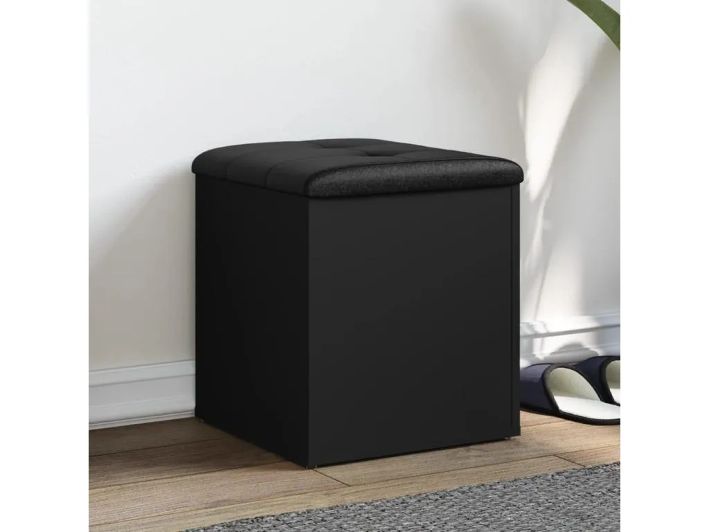 Banco de almacenaje madera contrachapada negro 42x42x45 cm seo3624711