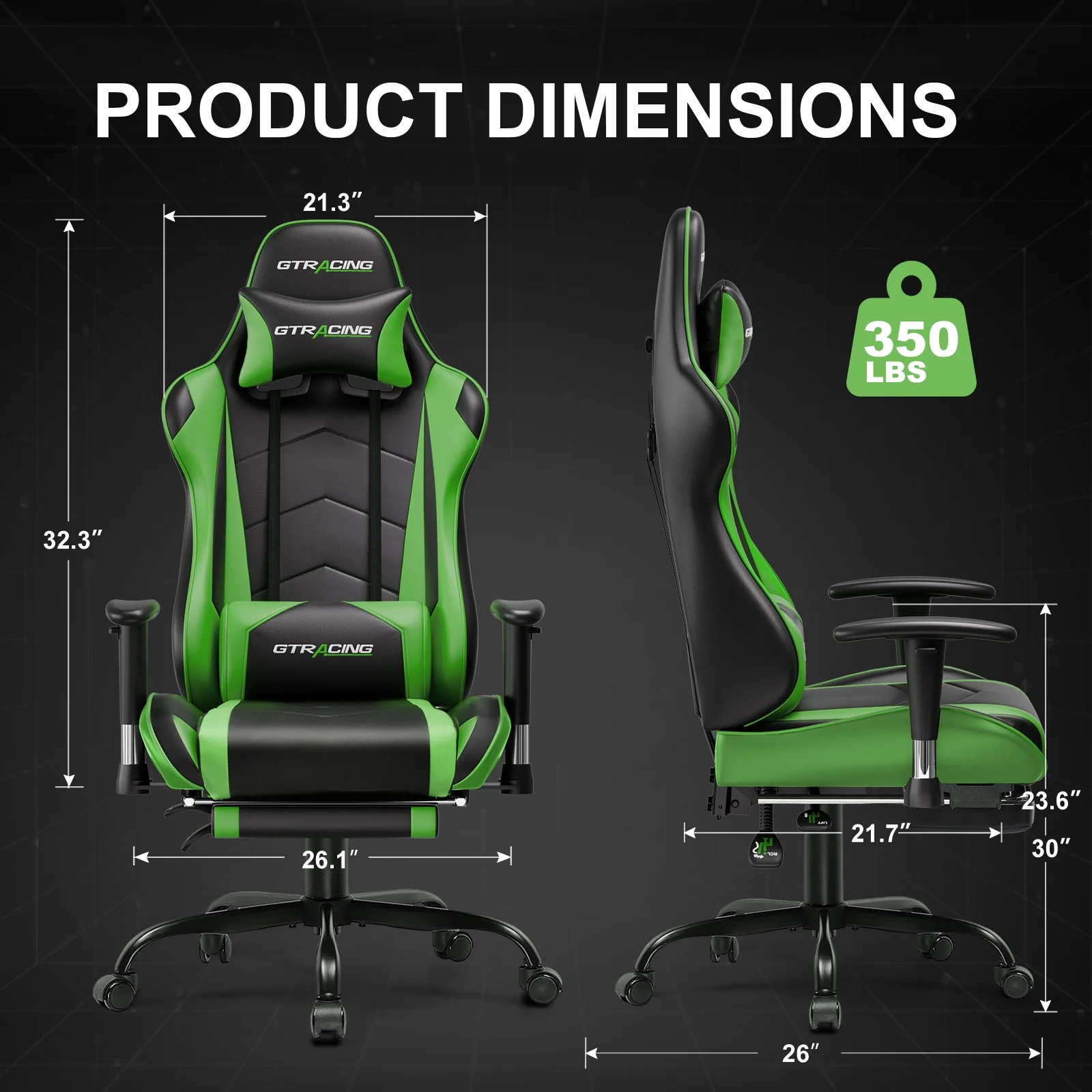 GTRACING Gaming Chair, Ergonomic Office Desk Chair with Lumbar Support, PU Leather, Footrest & Adjustable Headrest, Red - Image 25